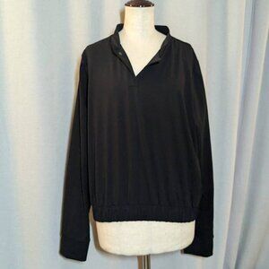 Aday Black Long Sleeve Top Crop Top V Neck XL